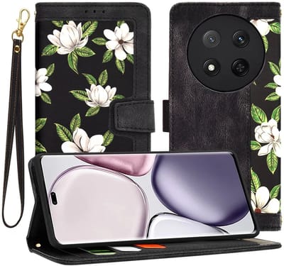 Hoesje geschikt voor HONOR Magic7 Lite/X9c - Techsuit FlipCraft Book Wallet Case met koord - Flowers of the Dawn