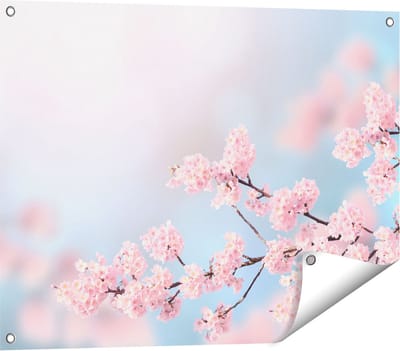Gards Tuinposter Roze Bloesem Bloemen - 80x60 cm - Tuindoek - Tuindecoratie - Wanddecoratie buiten - Tuinschilderij