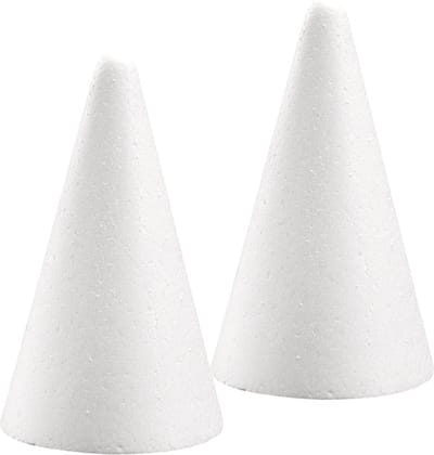 Rayher Piepschuim vorm/figuur spitse kegel - 2x - wit - H12 cm - Hobby materialen - Styrofor knutselen