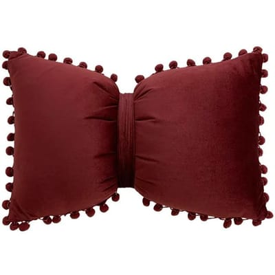 Coussins Pompon en Velours avec Nœuds Housse de Coussin Décorative Coussins Décoratifs Housse d'Oreiller à Jeter Couleurs Unies Coussins avec Nœuds Housse Décoration Maison Canapé Siège 30x50cm black