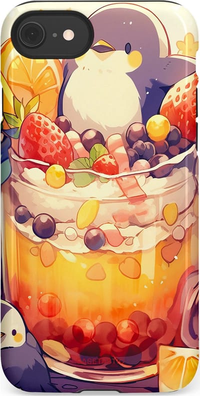 Casetastic Hoesje Geschikt voor Apple iPhone 7/8/SE - Stijlvolle Beschermende Duo-layer Case - pinguïn Cocktail