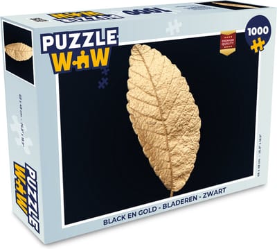 Puzzel Black en gold - Bladeren - Zwart - Planten - Luxe - Legpuzzel - Puzzel 1000 stukjes volwassenen
