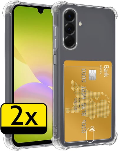 Hoesje - 2 Stuks - Geschikt voor Samsung Galaxy A26 - Met Pashouder en Kaarthouder - Telefoon Hoes Shockproof - Siliconen Case - Back Cover - Shock Proof - Pasjes Houder - Telefoonhoesjes - Transparant