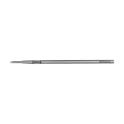 Bergeon 2930 WIDIA handdraaibeitel, 2,0 mm, hardmetaal, vierkant, met metalen handvat en beschermkap, kunststof huls, speciaal gereedschap voor horlogemakers