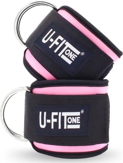 U Fit One 2 Stuks Ankle Strap Fitness met Draagtas - Roze Enkelband - Ankle Cuff Strap - Enkel straps - Gewichten - Billen trainer - Billen lift - Heup trainer