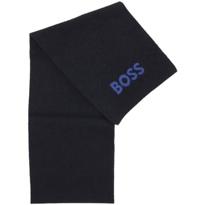 BOSS sjaal Elios Knitted Scarf Dark Blue donkerblauw