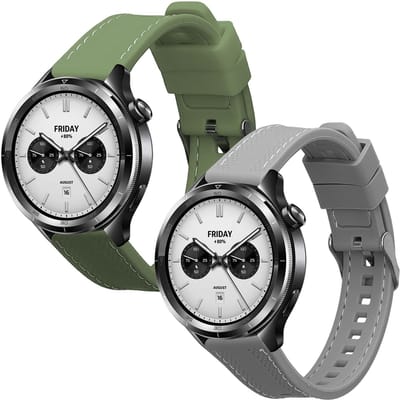 kwmobile 2x horlogebandjes geschikt voor Xiaomi Watch S4 bandje - Smartwatch bandjes van TPU - Activity tracker horloge band in donkergroen / grijs