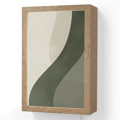 Wandlamp 20x30 cm - Oplaadbaar - Japandi - Groen - Abstract - Modern - Wandlampen binnen woonkamer - Slaapkamer lamp met kabel - Decoratieve nachtlamp - Vloerlamp snoer