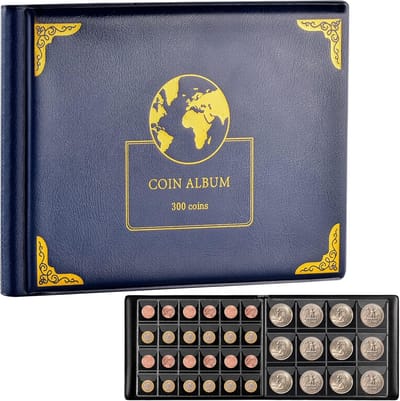 Verzamelalbum voor Munten - 300 Stuks met 15 Hoezen voor Euro's en Diverse Munten