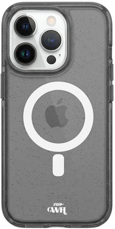 xoxo Wildhearts magnetisch telefoonhoesje - Geschikt voor iPhone 15 Pro Max - Sparkle Away Black - Hoesje met glitter - Shockproof case - Zwart - magnetisch hoesje