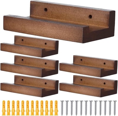 Muurbevestiging Platen - Albumhouders - Muziek Presenteren - Ruimtebesparend Ontwerp - 6 Stuks - Houtkleur