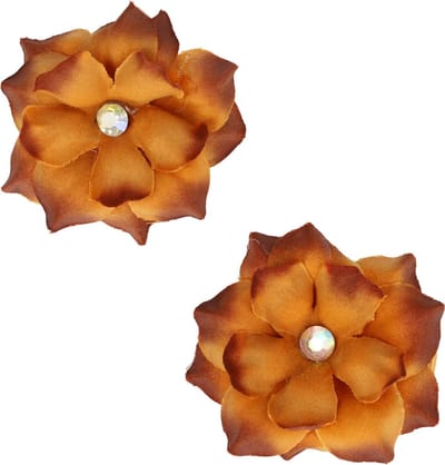 Haarsoires Haarspeld Duckklemmen 6cm – Bloemvorm met Steentje – Bruin – Set van 2 - Haarclip - Haarklem - Makkelijk in Gebruik - Sterke Haarclip voor Styling & Dagelijks Gebruik - Hair Clip - Decoratieve Haaraccessoire
