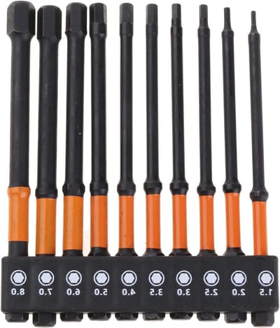 Set van 10 Stuks Hexagonale Hoofd Boorbits met Magnetische Schroevendraaier en 1/4" Hexaansluiting voor Precisiewerk en Klusprojecten