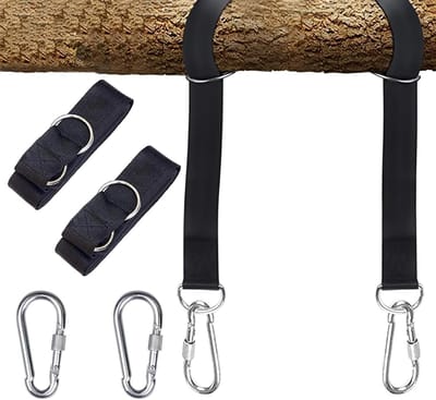 Set van 2 Swing Mounts, Buiten Hangmat Haken 2 x 30 cm met Karabijnhaken, D-Ring Set voor Hangmatten en Camping Schommels