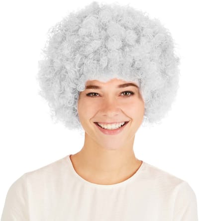 dressforfun - pruik clown Afro wit - verkleedkleding kostuum halloween verkleden feestkleding carnavalskleding carnaval feestkledij partykleding - 303639