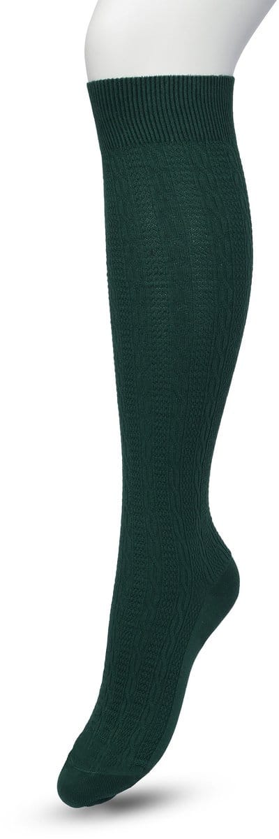 Bonnie Doon Bio Kabel Kniekousen Dames Donker Groen maat 36/42 - Klassiek Kabel patroon - Biologisch Katoen - Ultiem comfort - Classic Cable Knee High - OEKO-TEX - Gladde Naden - Duurzaam Huidvriendelijk Bio Katoen - Trekking Green - BP211507.380