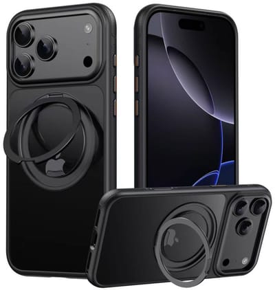 Hoesje met Ringhouder geschikt voor iPhone 17 Pro - Geschikt voor MagSafe - 360° Kickstand - Shockproof – Zwart