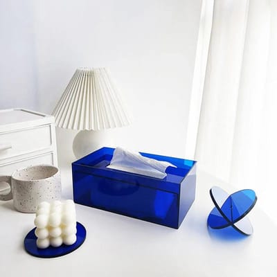 Boîte à mouchoirs acrylique colorée Créative Nordique Luxe Distributeur de mouchoirs faciaux Boîte Décoration Porte-serviettes de bureau white