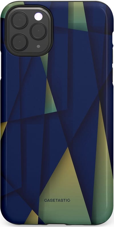 Casetastic Hoesje Geschikt voor Apple iPhone 11 Pro Max - Stijlvolle Beschermende Duo-layer Case - Blauwgroene Driehoeken