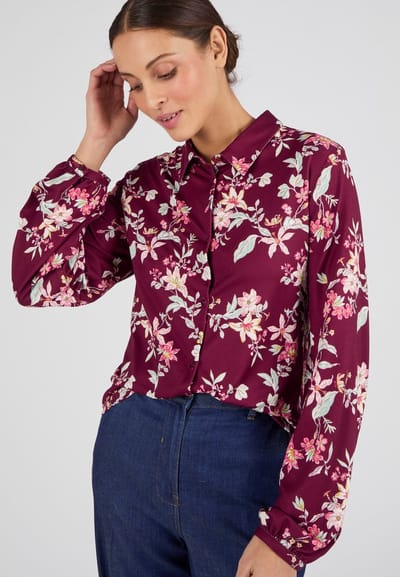 Damart - Overhemdblouse van warm tricot - Dames - Rood - XS