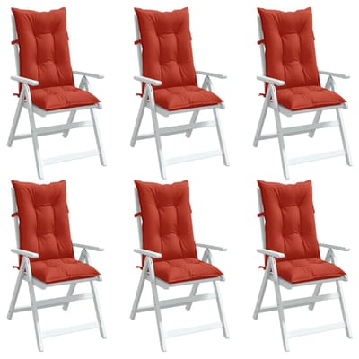 vidaXL - Stoelkussens - 6 - st - hoge - rug - 120x50x7 - cm - stof - gemêleerd - rood