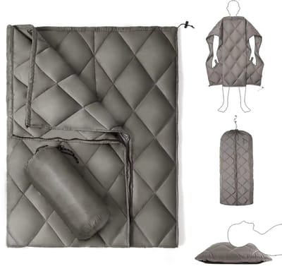 4-in-1 Multifunctioneel Campingdek - Lichtgewicht Slaapzak en Kussen 140x200 cm - Waterdicht voor Picknick en Wandelen