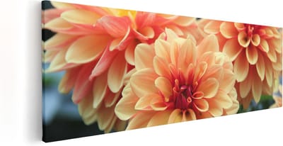 Artaza Canvas Schilderij Bloemen - 60x20 cm - Wanddecoratie Woonkamer - Muurdecoratie Dahlia's - Kamer Accessoires