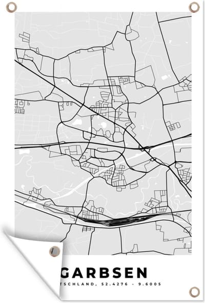 Muurdecoratie Duitsland - Stadskaart - Plattegrond - Garbsen - Kaart - 120x180 cm - Tuinposter - Tuindoek