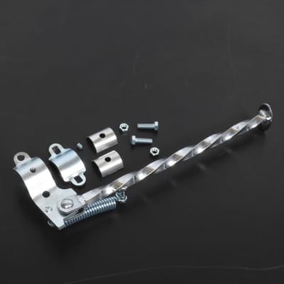 zijstandaard rsm voor peugeot bromfiets 50 103 gedraaid chroom 34cm ronde arm nieuw