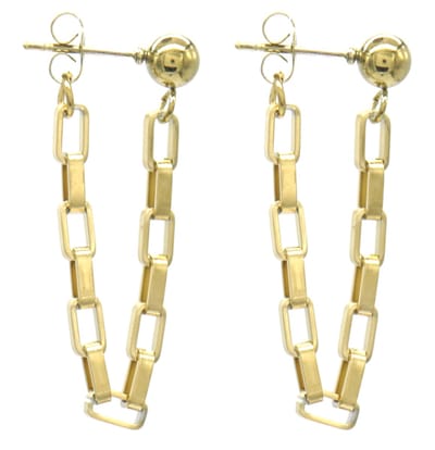 Oorbellen met Schakelketting - RVS - Lengte 3 cm - Goudkleurig