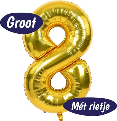 Cijfer Ballonnen - Ballon Cijfer 8 - 70cm Goud - Folie - Opblaas Cijfers - Verjaardag - 8 jaar, 18 jaar, 80 jaar - Versiering