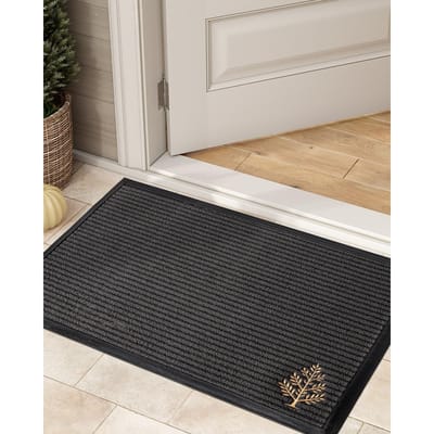 Huisdeur Vuil- en Slijtvast Vloermat Rubber Huishoudelijk Borduurwerk Stofverwijdering Antislip Mat Voetmat 60x90cm gray