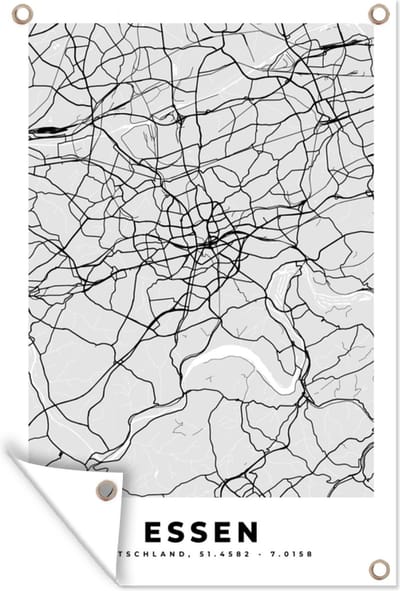 Muurdecoratie Duitsland - Stadskaart - Plattegrond - Essen - Kaart - 120x180 cm - Tuinposter - Tuindoek