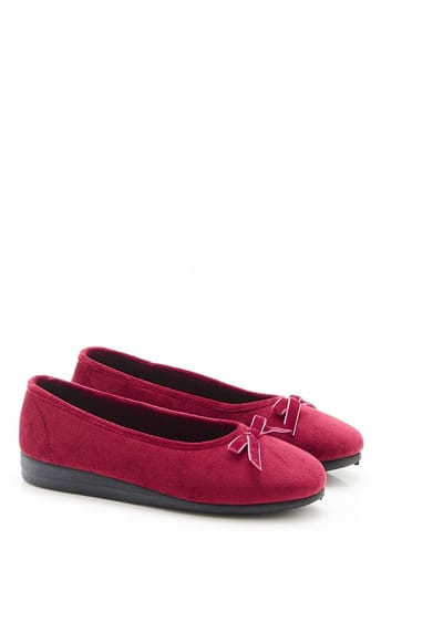 Damart - Pantoffels met fluweellook - Dames - Rood - 36