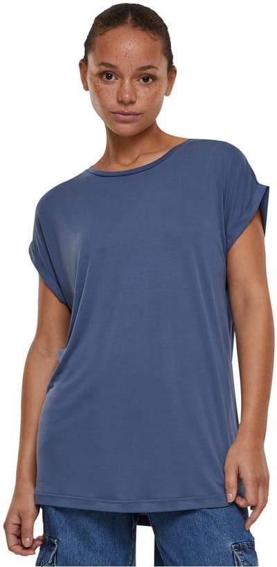 Classics Ladies Extended Shoulder Tee T-shirt zwart Basics, Casual wear, Street wear