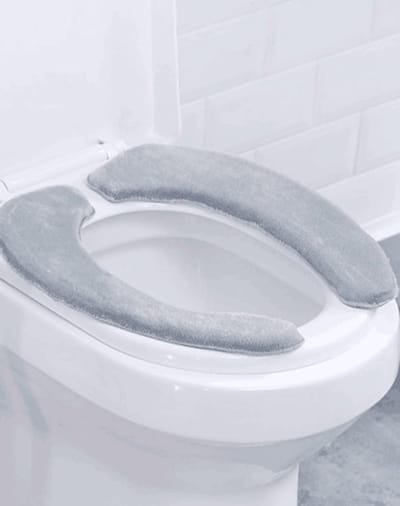 Toiletstoelhoes Kussen - Warme Zachte Pad - Comfortabel Zitten - Wasbaar Flanel Geheugen - Maat L - Grijs