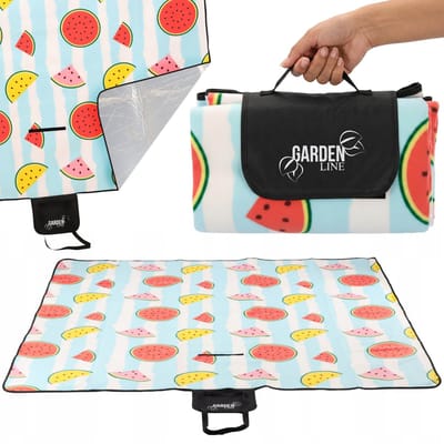 Picknickdeken met thermische isolatie, strandmat met fruitmotief, waterdichte deken met handvat 200x200cm