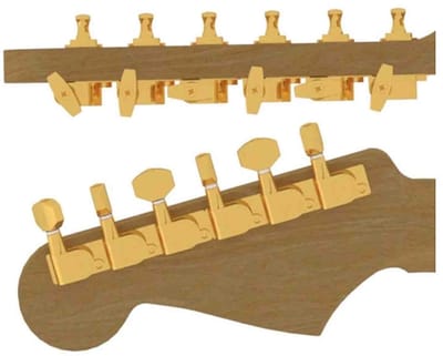 Hipshot HS6K1EN0G Gitaar tuner upgrade kit, 6 inline classic, 10mm post hole, closed goud