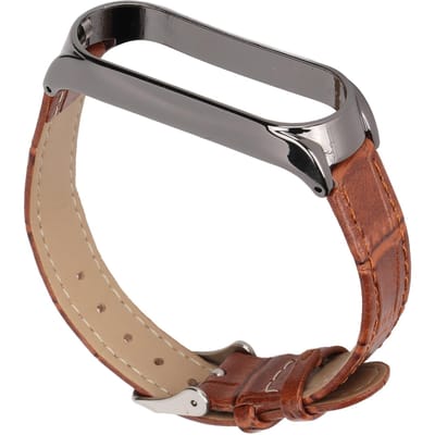 Snelontgrendelende Leren Horlogebanden Bamboe Patroon Horlogebanden Pols Smartwatch Band Vervanging voor Xiaomi Mi Band 6 5 Type 3 gray