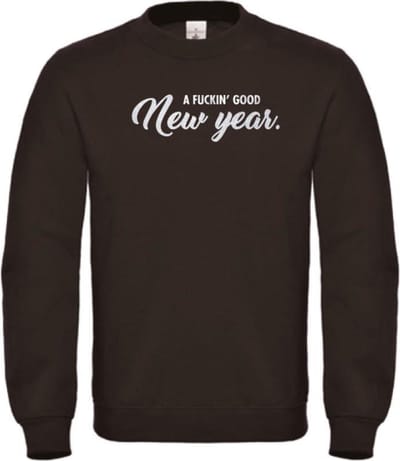 Foute kersttrui zwart L - A fuckin' good new year - zilver glitter - soBAD. | Kerst | Foute kerst trui | Sweater unisex | Sweater mannen | Sweater vrouwen | Nieuwjaar | Feest | Glitter