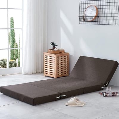 Opvouwbare Matras - Gastenmatras Futon - Logeren - Dikke Schuimvulling - 200 cm - Bruin