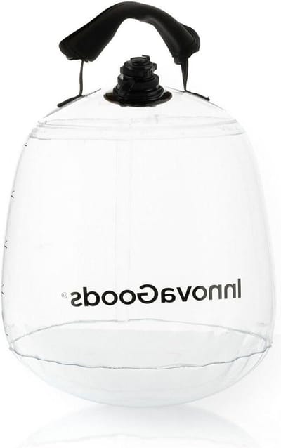 Opblaasbare Water Kettlebell 10L - Verstelbaar Gewicht - Full Body Workout - Inclusief Voetpomp - Oefengids - Duurzaam PVC - Zwart/Transparant verstelbare kettlebell