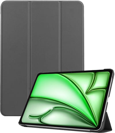 Hoesje Geschikt voor Apple iPad Air M3/M4 (2025/2026) - 11 inch - Dun & Stevig - Trifold Bookcase - Hard Cover - Hardcover Book Case - Tablet Hoes - Grijs