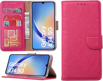 Samsung Galaxy A34 hoesje - Bookcase met pasjeshouder - Roze