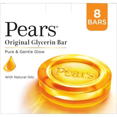 Pears Originele Glycerine Zeepblok - Puur & Zacht Glow | Met 98% Pure Glycerine | Voor Hydratatie & Glow | Met Plantaardige Reiniger voor Huid & Lichaam | yellow