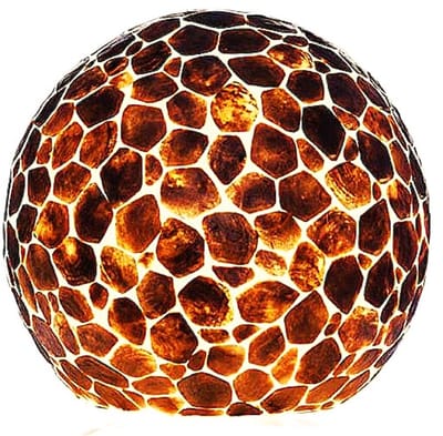 Design tafellamp Handgemaakt woonkamer slaapkamer lamp Turtle Staande bol gold capiz parelmoer 40 cm
