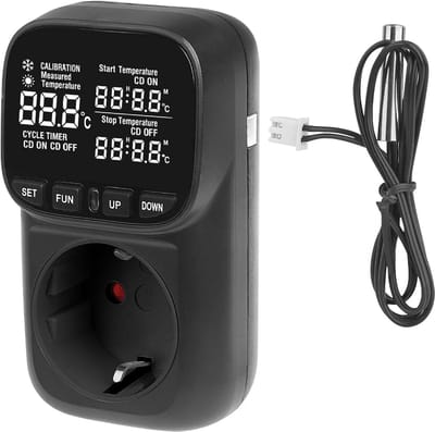 Digitale Thermostaat met Stopcontact voor Temperatuurregeling Verwarming en Koeling
