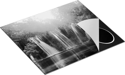 Chefcare Inductie Beschermer Watervallen bij het Groene Meer met Zon - Zwart Wit - 60x50 cm - Afdekplaat Inductie - Kookplaat Beschermer - Inductie Mat