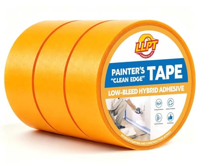 Oranje schilderstape en afdekband, 3 rollen van 48 mm x 50 m, hoge kleefkracht, UV-bestendig, ideaal voor binnen- en buitenshuis en doe-het-zelfprojecten