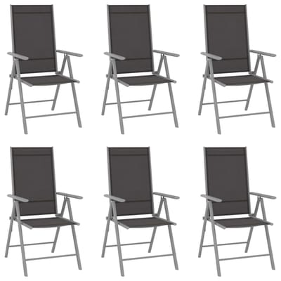 vidaXL - Klapstoelen - 6 - stuks - Textilene - Zwart